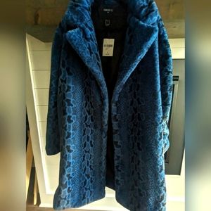 NWT Men's electric blue alligator print faux fur sz L